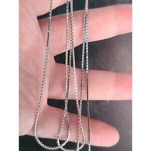 Extra Long 925 Sterling Silver Box Chain Necklace Vintage Italy, READ